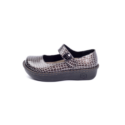 Jane Nursing Shoe in Pewter Crocco - Image 4